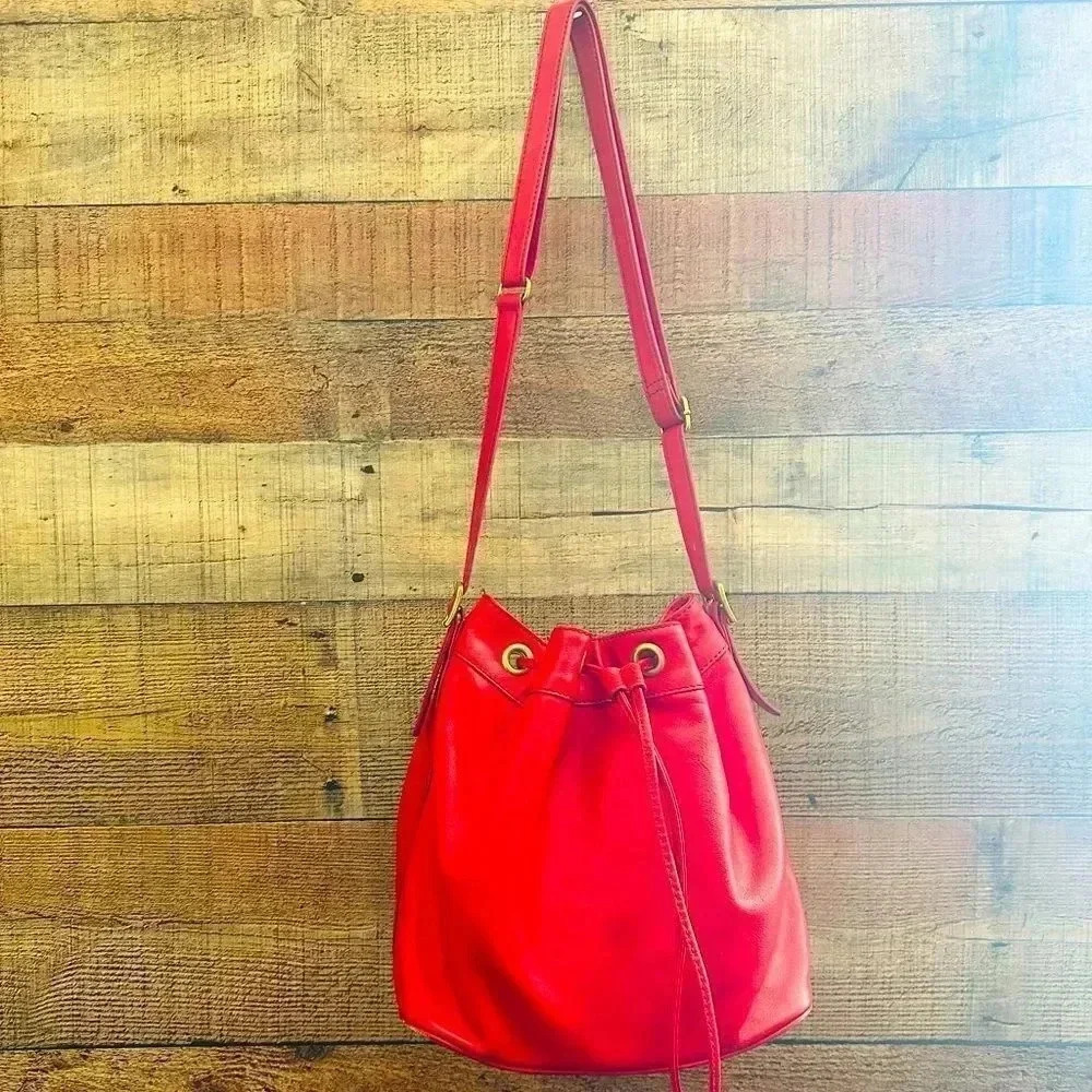 J. Crew Tillary Leather Drawstring Bucket Crossbody Bag